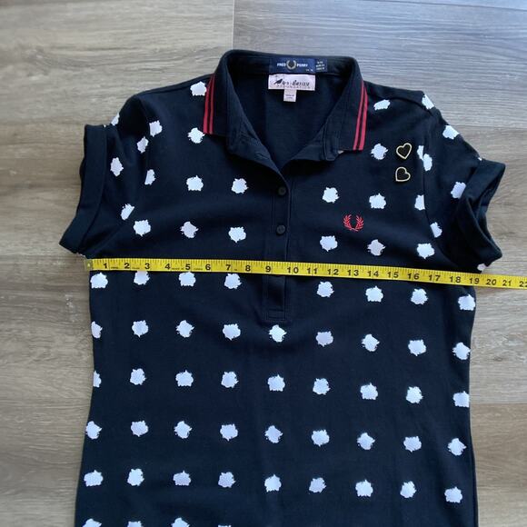 Fred Perry x Amy Winehouse Polo Shirt Dress sz 12 US 16 UK Black Polk Dots - Picture 9 of 12